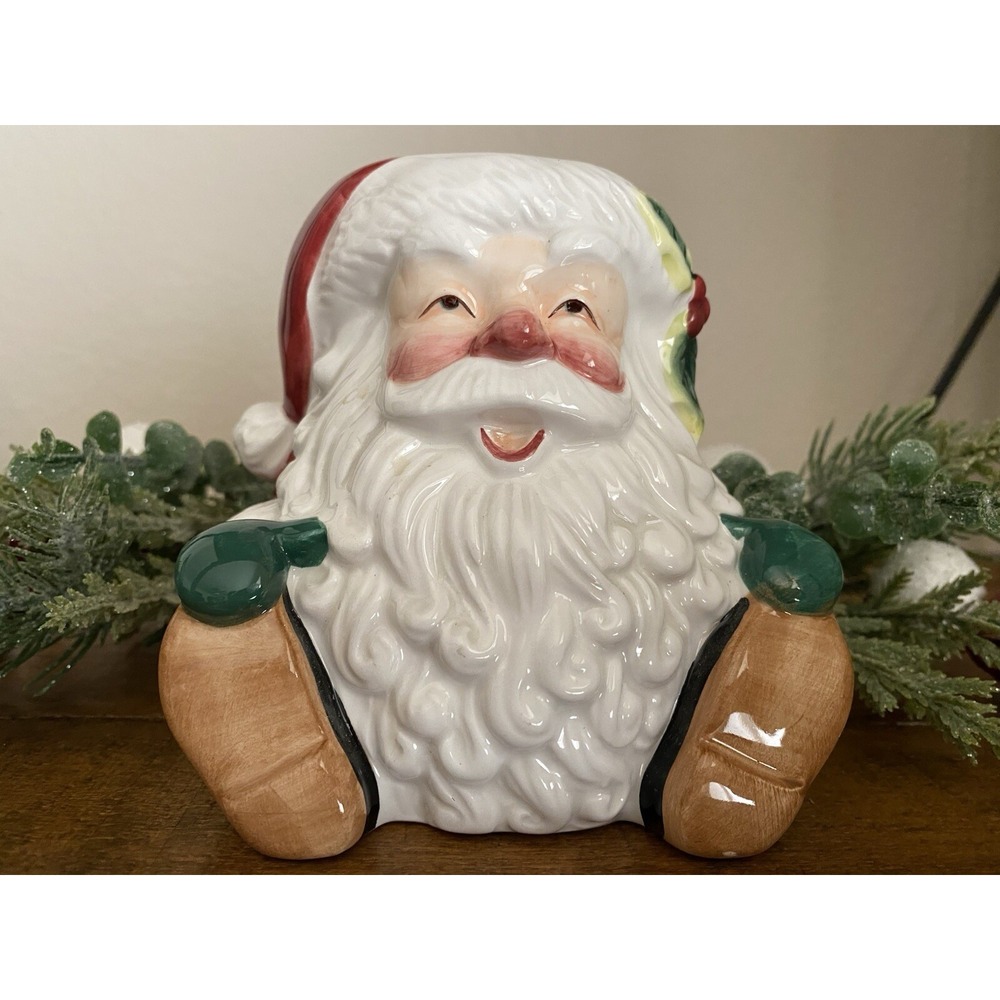 2001 Fitz & Floyd Candy‎ Lane Santa Candle Cup Christmas Holiday